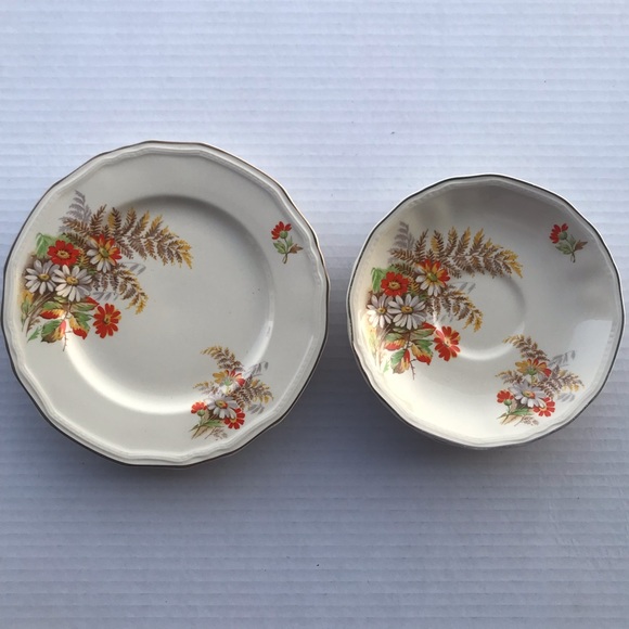 Set Of 8 Alfred Meakin ‘Ferndale’’ 4 Saucers & 4 Dessert/Bread/Pie Plate… - Picture 2 of 11